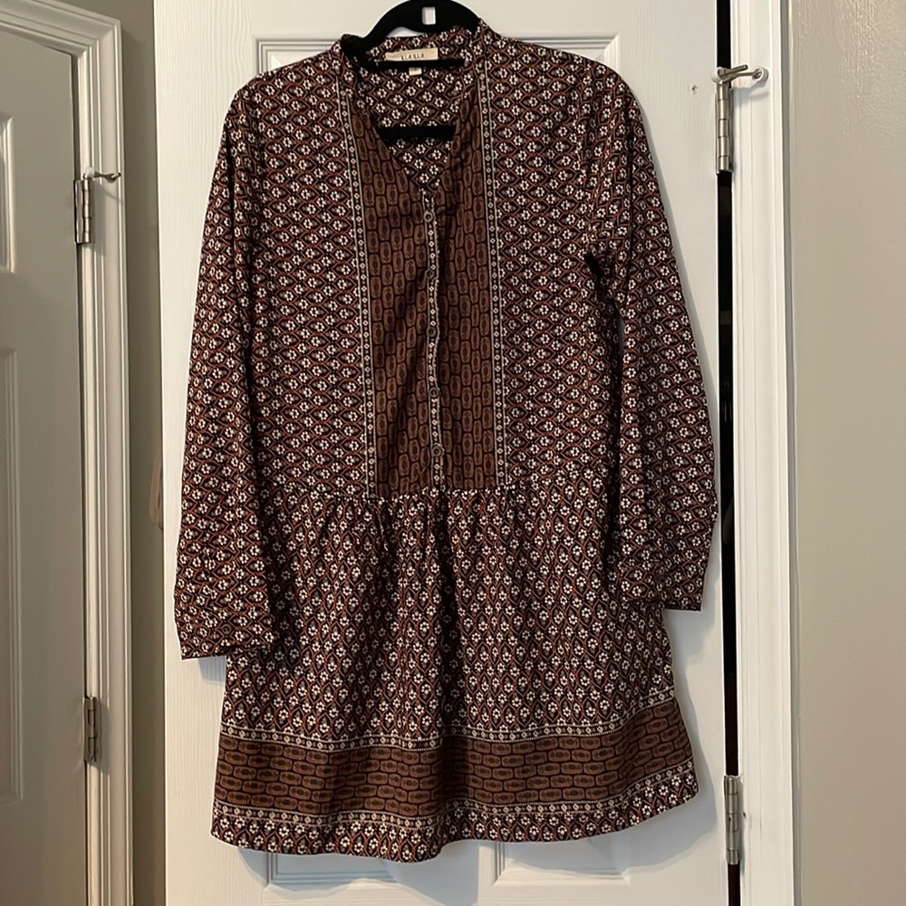 Fall patterned shift dress